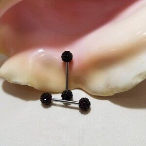 PAIR Purple Ferido ball ends nipple bars 14G disco externally threaded stainess